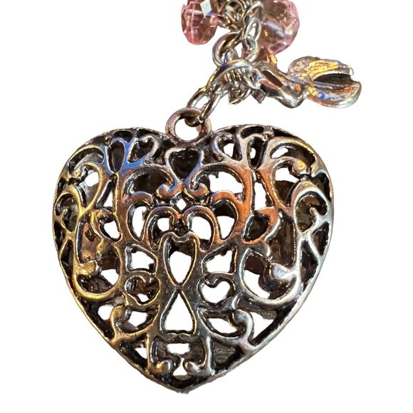 Heart Silver Keychain Set Of 3 Breast Cancer Hallmark Beaded - Picture 7 of 11